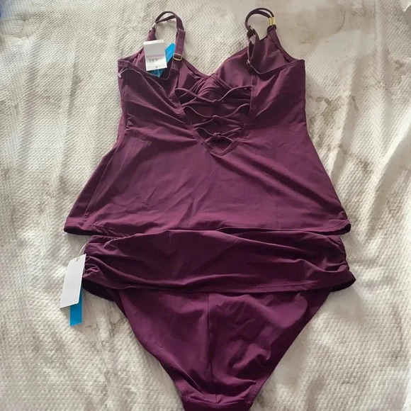 Bleu Rod Beattie Cherry Wine Tankini Swimsuit Set - Picture 5 of 10